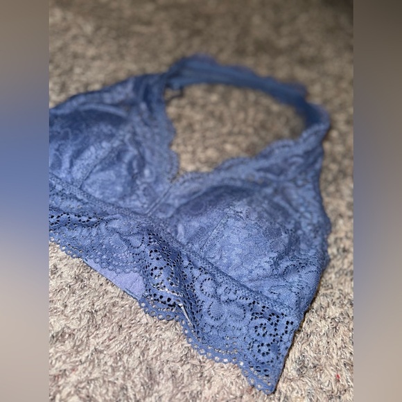 Women’s Aerie Blue Lace Halter Floral Top Bralette Size Small - Picture 3 of 9